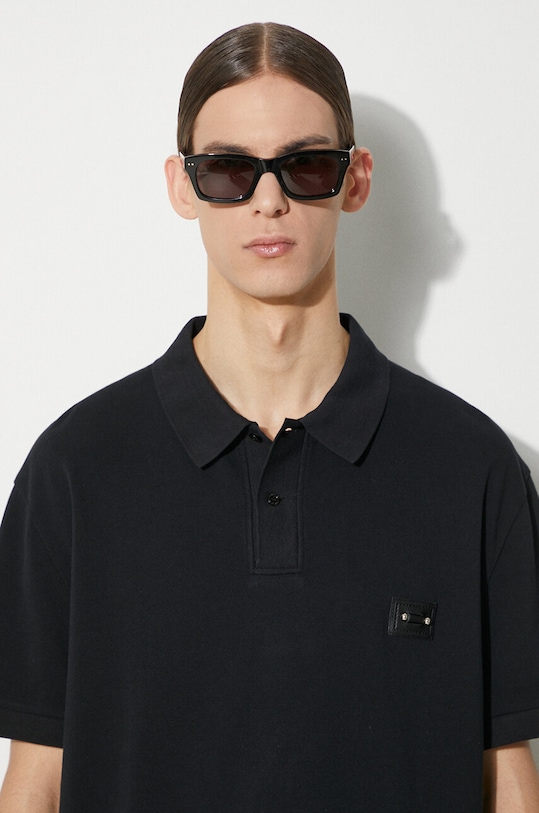 Neil Barrett polo bawełniane Loose Pierced Nipple Polo MY70223A.Y517.001N czarny