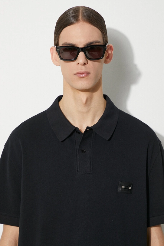 Neil Barrett polo bawełniane Loose Pierced Nipple Polo MY70223A.Y517.001N czarny