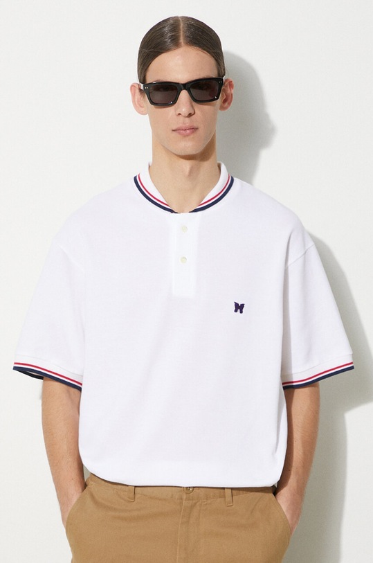 Needles cotton polo shirt Shawl Collar S/S Polo cotton white OT257