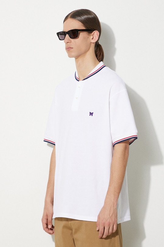 Needles cotton polo shirt Shawl Collar S/S Polo white OT257