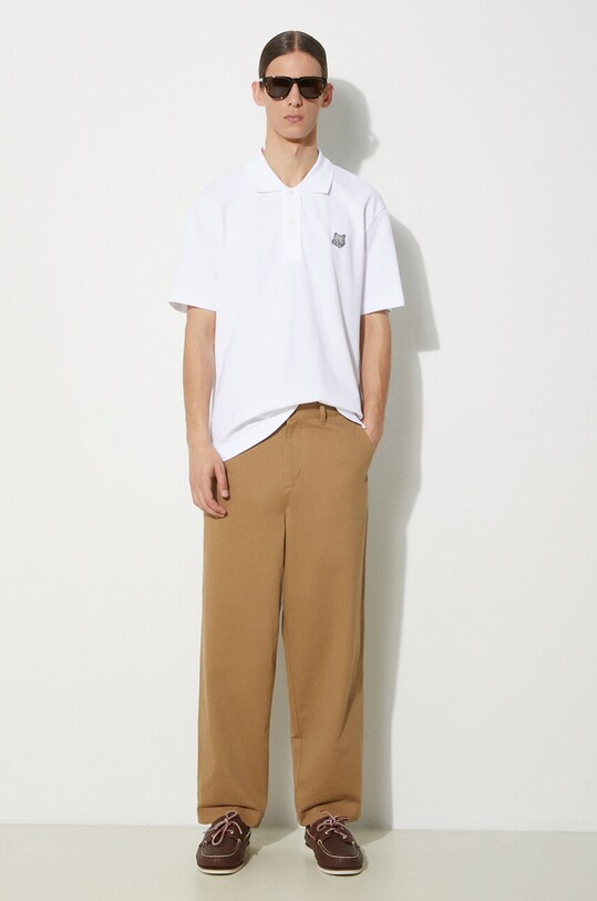 Maison Kitsuné polo de bumbac Bold Fox Head Patch Comfort Polo MM00207KJ7010 alb AA00