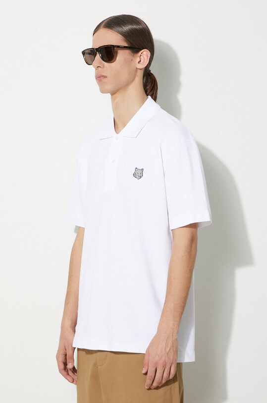 Maison Kitsuné polo de bumbac Bold Fox Head Patch Comfort Polo alb MM00207KJ7010