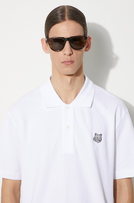 Maison Kitsuné polo de bumbac Bold Fox Head Patch Comfort Polo MM00207KJ7010 alb