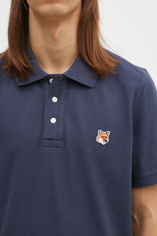 Maison Kitsuné cotton polo shirt Fox Head Patch Regular Polo navy LM00208KJ7002