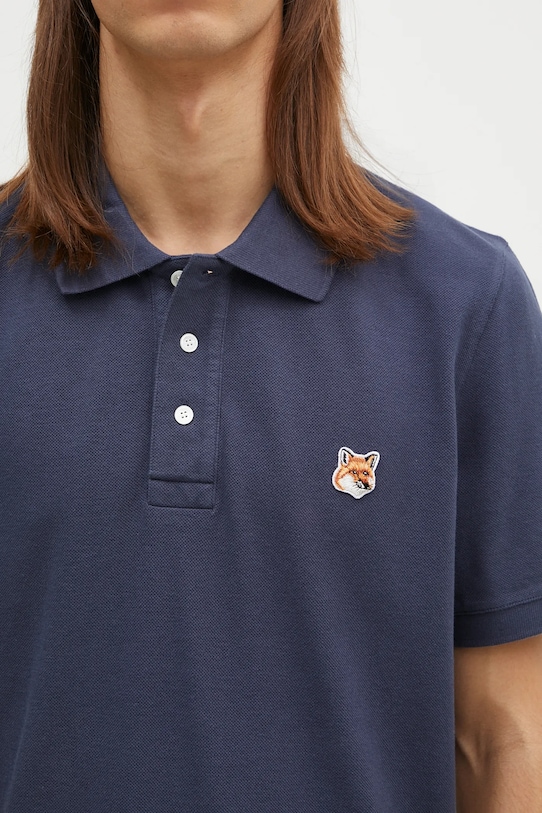 Maison Kitsuné cotton polo shirt Fox Head Patch Regular Polo navy LM00208KJ7002