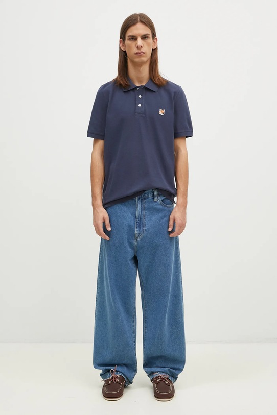 Maison Kitsuné cotton polo shirt Fox Head Patch Regular Polo LM00208KJ7002 navy