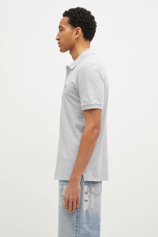 Bavlněné polo tričko Maison Kitsuné Fox Head Patch Regular Polo LM00208KJ7002 šedá AW24