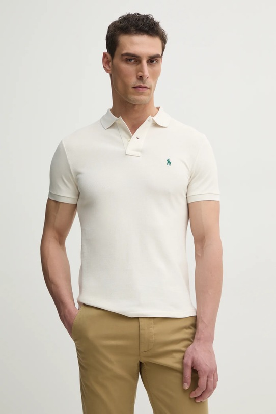 Polo Ralph Lauren polo de bumbac slim bej 710680784