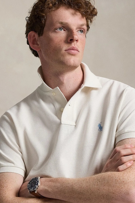 Pamučna polo majica Polo Ralph Lauren bež 710680784