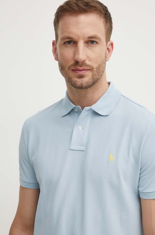 Bavlnené polo tričko Polo Ralph Lauren slim modrá 710680784
