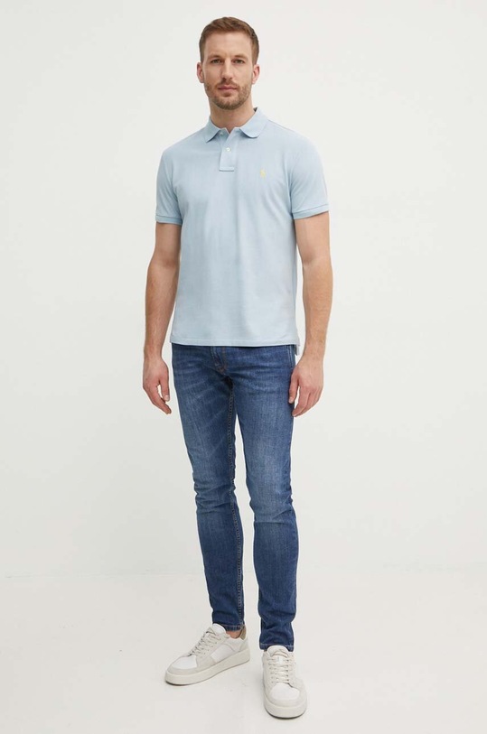 Bavlnené polo tričko Polo Ralph Lauren 710680784 modrá SS25