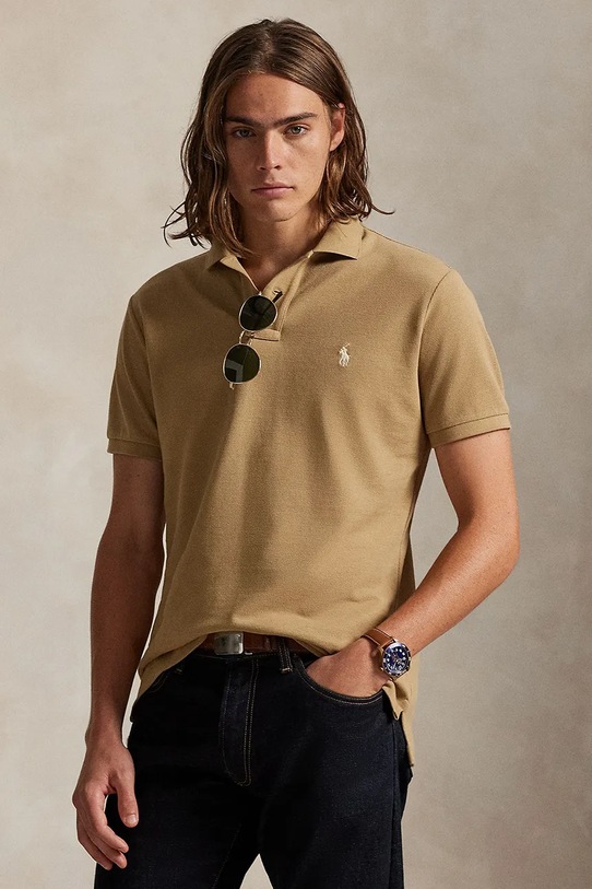 Polo Ralph Lauren polo bawełniane bawełna brązowy 710680784