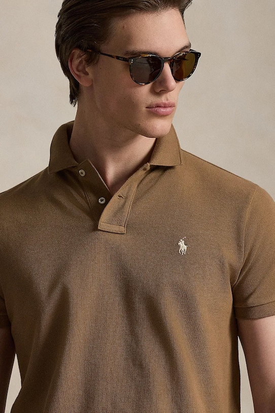 Polo Ralph Lauren polo bawełniane brązowy 710680784