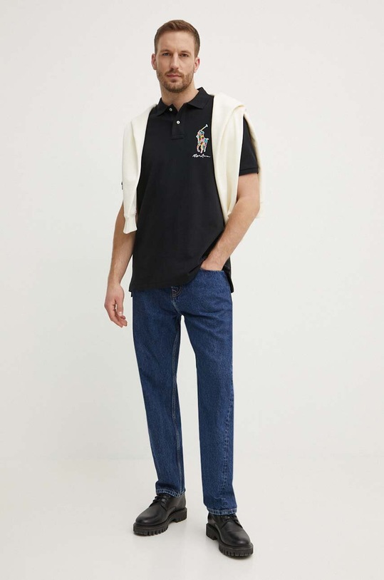 Bavlnené polo tričko Polo Ralph Lauren 710926413 čierna SS24