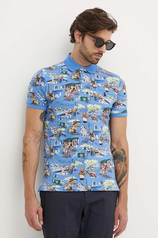 Polo Ralph Lauren polo bawełniane wzorzyste niebieski 710935221