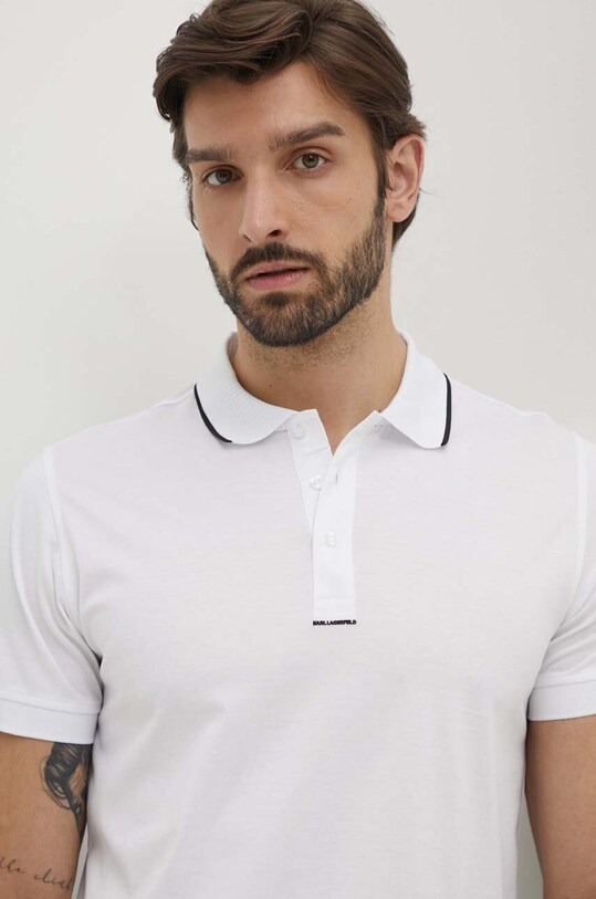 Bavlněné polo tričko Karl Lagerfeld hladký bílá 542200.745002