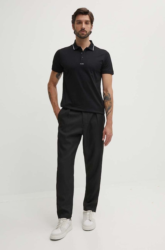 Bavlněné polo tričko Karl Lagerfeld 542200.745002 černá SS24