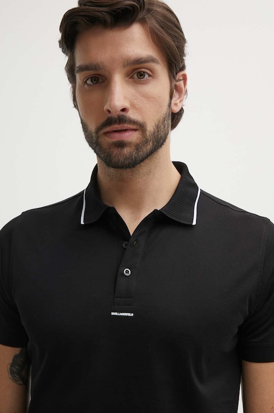 Bavlněné polo tričko Karl Lagerfeld černá 542200.745002