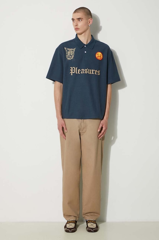 PLEASURES polo shirt Wyatt Boxy Polo P24SU036.NAVY navy SS24