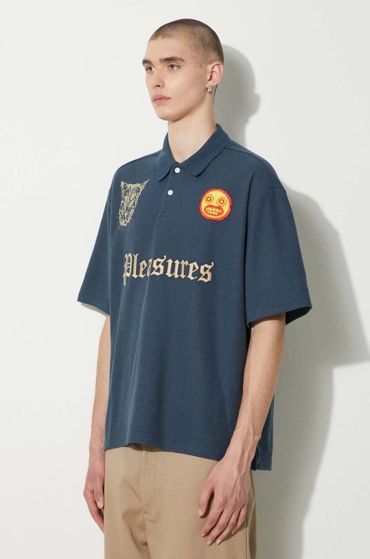 PLEASURES polo shirt Wyatt Boxy Polo navy P24SU036.NAVY