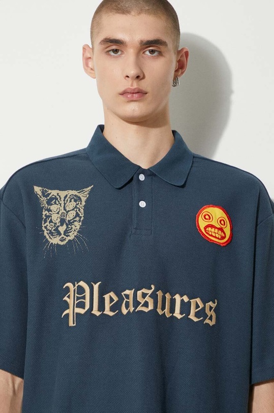 PLEASURES polo shirt Wyatt Boxy Polo P24SU036.NAVY navy