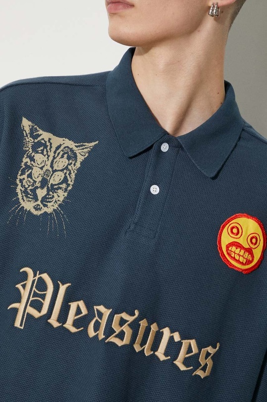 PLEASURES polo shirt Wyatt Boxy Polo P24SU036.NAVY