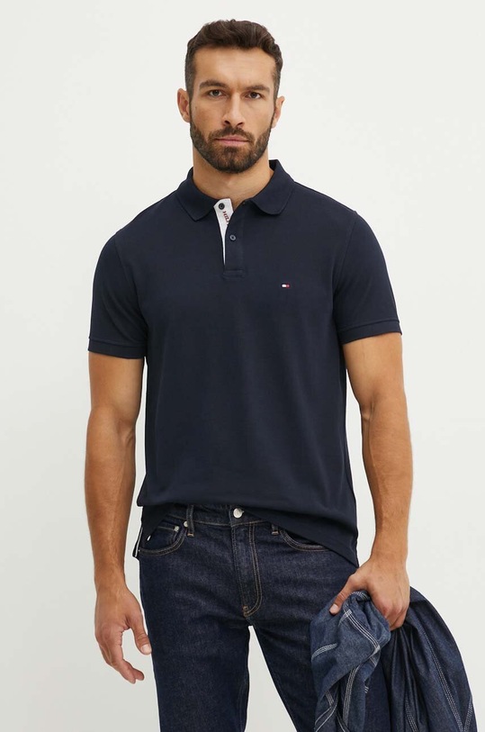 Polo tričko Tommy Hilfiger hladký námořnická modř MW0MW34753