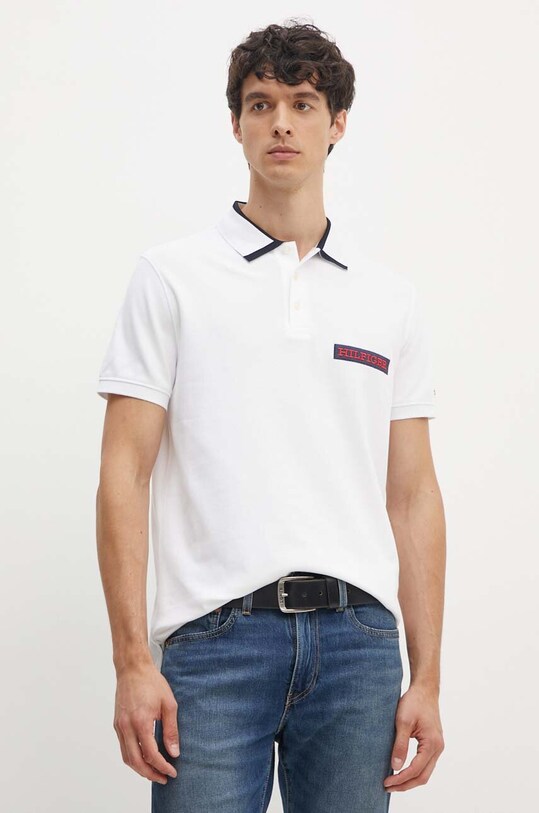 Поло Tommy Hilfiger з еластаном білий MW0MW34786