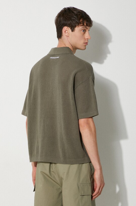 Bavlněné polo tričko MKI MIYUKI ZOKU Loose Gauge Polo LOOSE.GAUGE.POLO zelená SS24