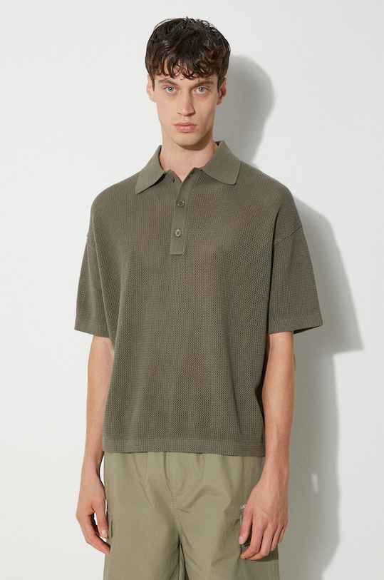 Oblečení Bavlněné polo tričko MKI MIYUKI ZOKU Loose Gauge Polo LOOSE.GAUGE.POLO zelená