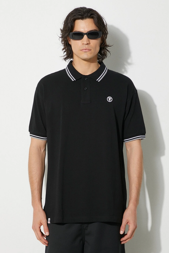 AAPE cotton polo shirt cotton black AAPPOM1421XXM