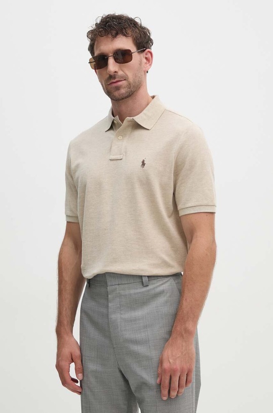Бавовняне поло Polo Ralph Lauren бежевий 710534735