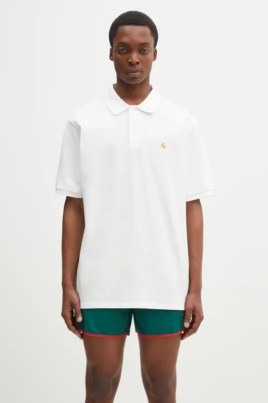 Bavlněné polo tričko Carhartt WIP S/S Chase Pique Polo relaxed bílá I023807.00RXX