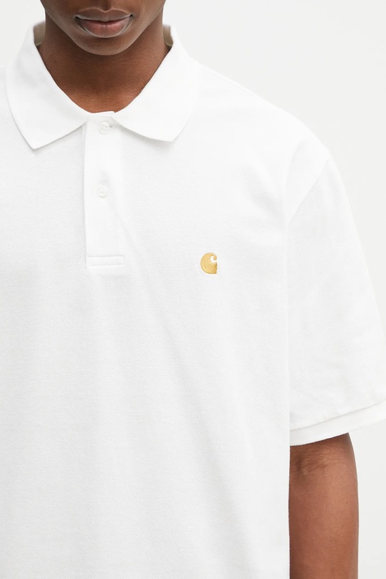 Bavlněné polo tričko Carhartt WIP S/S Chase Pique Polo bílá I023807.00RXX