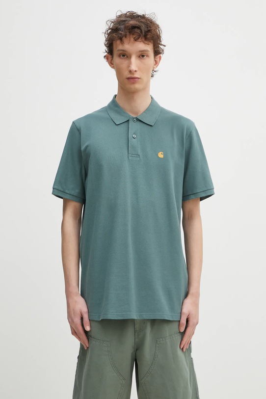 Pamučna polo majica Carhartt WIP S/S Chase Pique Polo regular zelena I023807.2N0XX