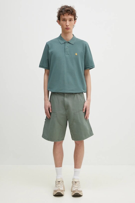 Carhartt WIP polo de bumbac S/S Chase Pique Polo I023807.2N0XX verde