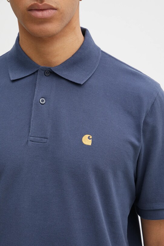 Bavlněné polo tričko Carhartt WIP S/S Chase Pique Polo modrá I023807.2Q8XX