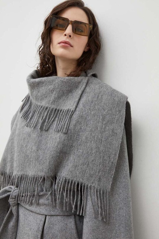 By Malene Birger poncho wełniane melanż szary Q70455015