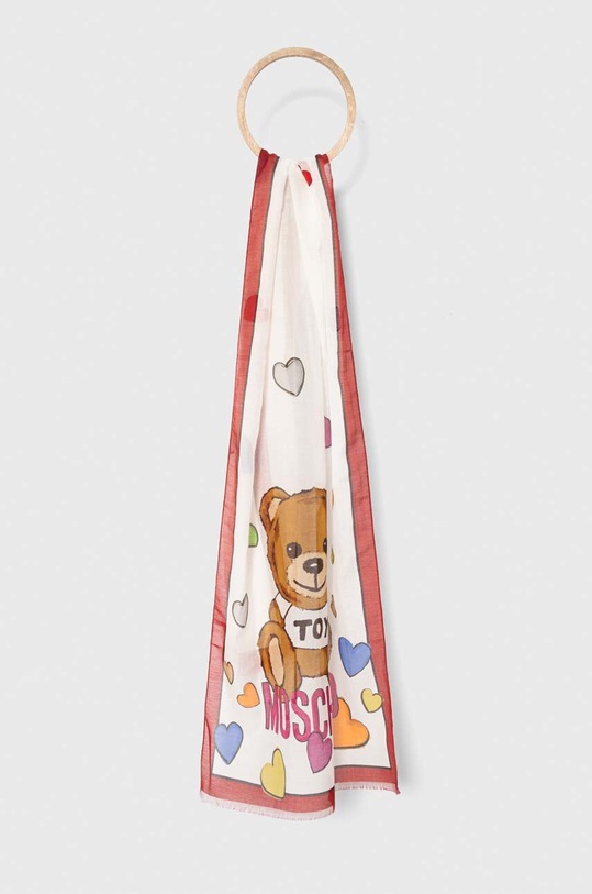 Moschino szal z domieszką jedwabiu tkanina biały M3070.3322