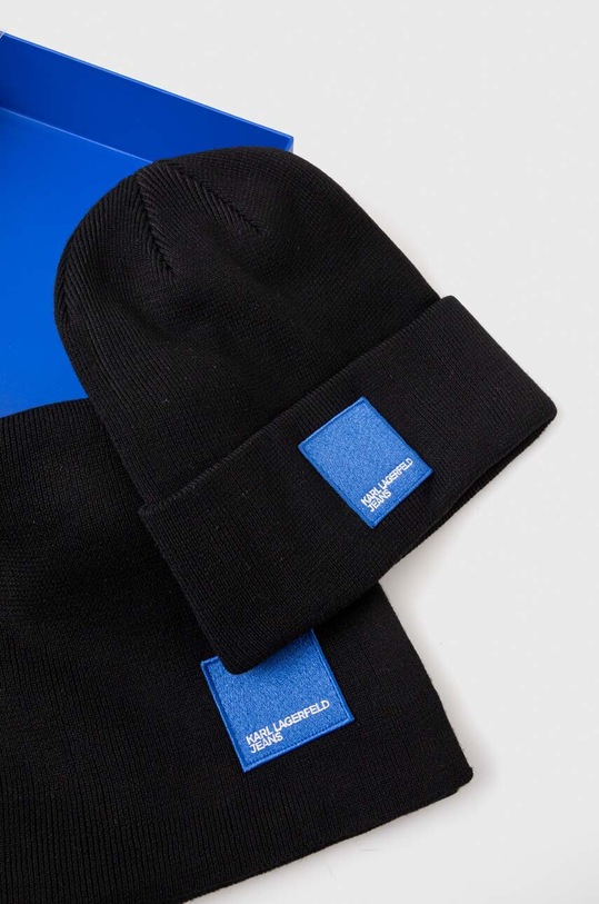 Vlněná čepice a šála Karl Lagerfeld Jeans 240J3408 černá SS24