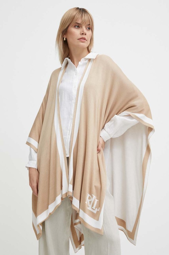 Lauren Ralph Lauren poncho medio spessore beige 454943724