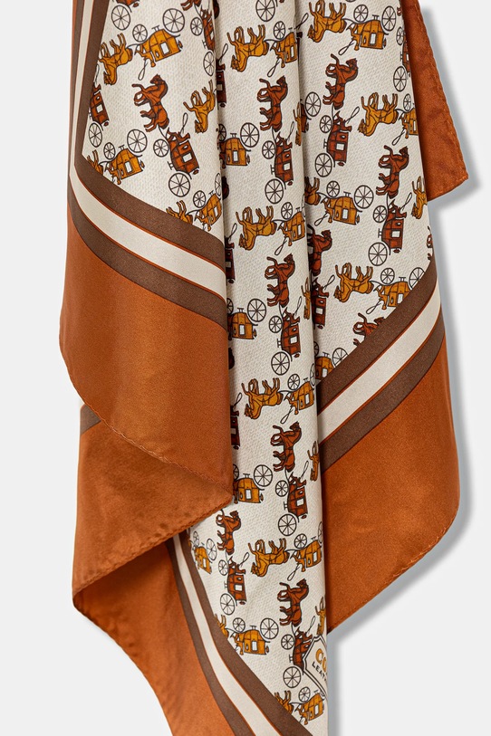 Akcesoria Coach chusta jedwabna 29CH153 brązowy