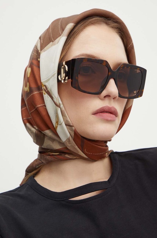 Hedvábný šátek Coach hedvábí hnědá 29CM039