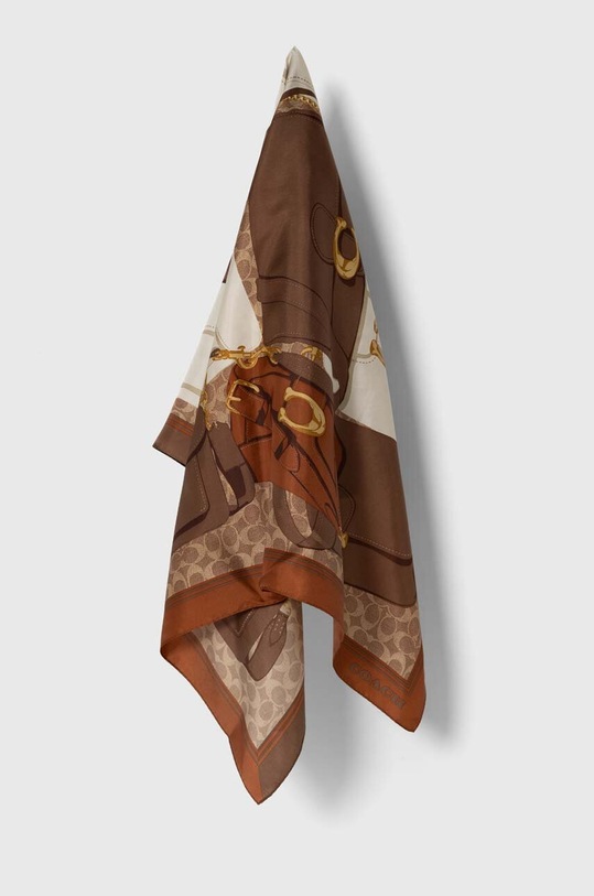 Hedvábný šátek Coach 29CM039 hnědá SS24