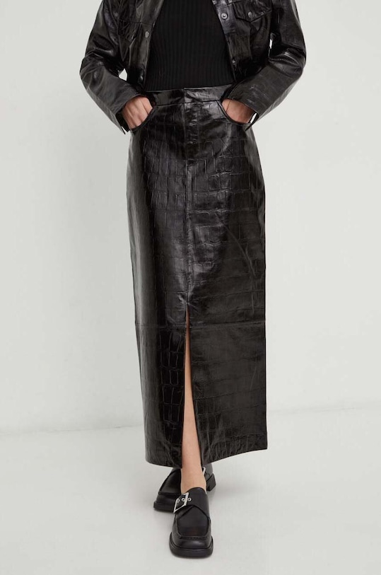 Kožená sukně Gestuz černá 10908596