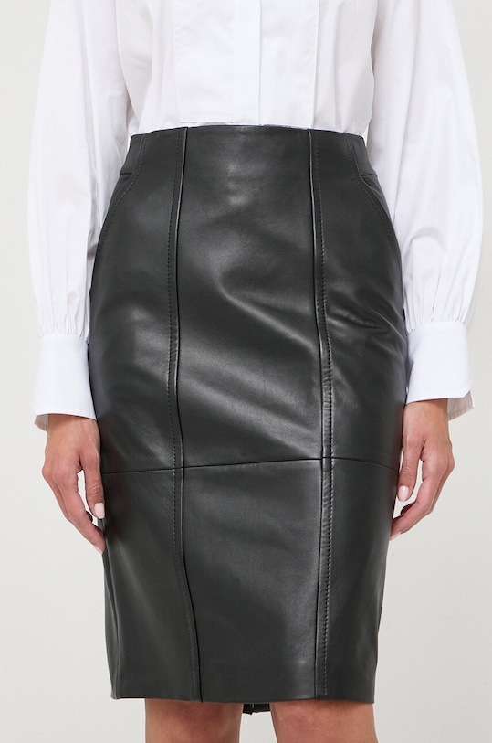 BOSS bőr szoknya egyenes fekete 50505502