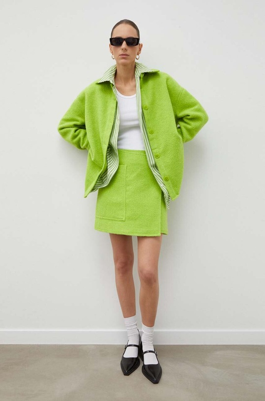 Samsoe Samsoe fusta din amestec de lana F23400012 verde SS24