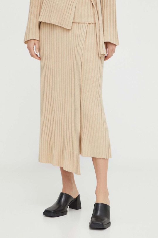 Vlnená sukňa By Malene Birger pletenina béžová Q72097002