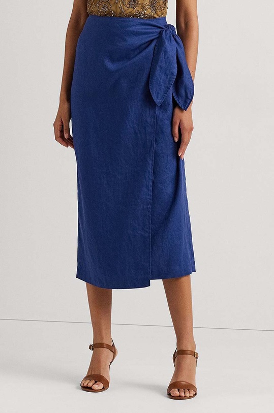 Lauren Ralph Lauren spódnica lniana 200925397 niebieski SS24