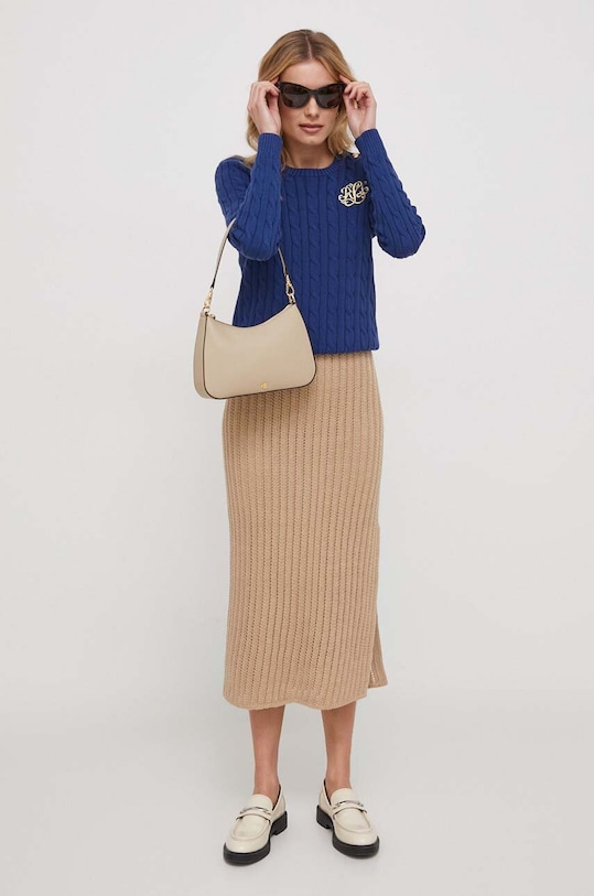 Lněná sukně Lauren Ralph Lauren 200925657 béžová SS24